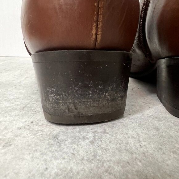 Aquatalia Block Heel Almond Toe Brown Leather Zip Ankle Boots Womens Size 8.5M - Picture 6 of 11